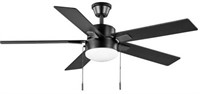 52in Corwin Matte Black Ceiling Fan With Light