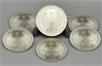 1972 J German Olympic 10 Mark Silver Coins