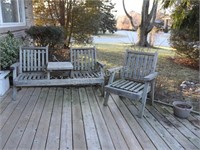 Wood Patio Seat & Table Combination Set