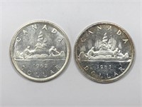 CANADA: 1962 & 1963 Silver $1 Uncirculated Pair