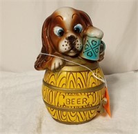 Vintage dog in barrel bank