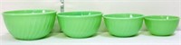 Set of 4 Fire King jadeite mixing bowls
