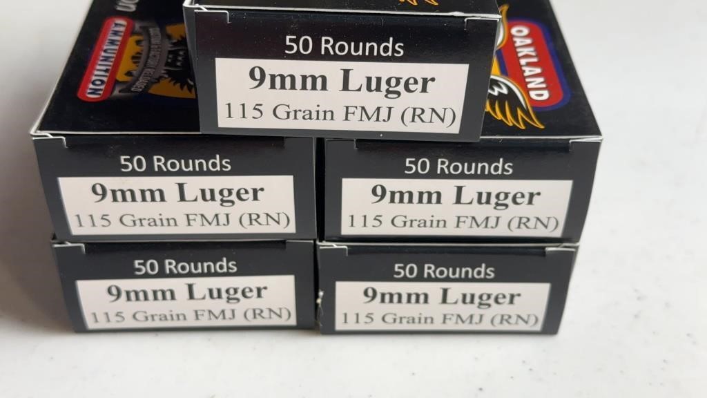 250 rds Oakland Ammunition 9mm Luger 115 gr FMJ