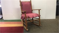Vintage Wooden Rocking Chair with Cushions