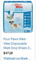 Four Paws Wee Wee Disposable Male Dog Wraps 36