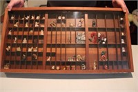 Wood & Glass Display with Wade Figurines & More