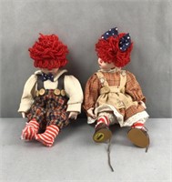 2 Seymour Mann toys raggedy Ann porcelain dolls