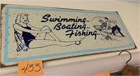 VINTAGE LOOK METAL SWIMMING, BOATING, FISHING SIGN