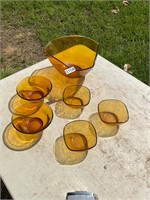 Amber Bowls and Saucers- 2 more small bowls added