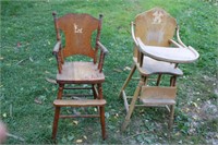 2 Old Wood High Chairs