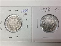1935 & 1936 US Buffalo Nickels