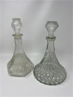 2 Vintage Pressed Glass Decanters