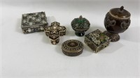 6 Vintage Rhinestone TrinketBoxes