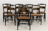 Set of Eight Hitchcock Style Dining Chairs