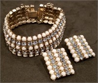 Blue & White Stone Bracelet & Earrings Set