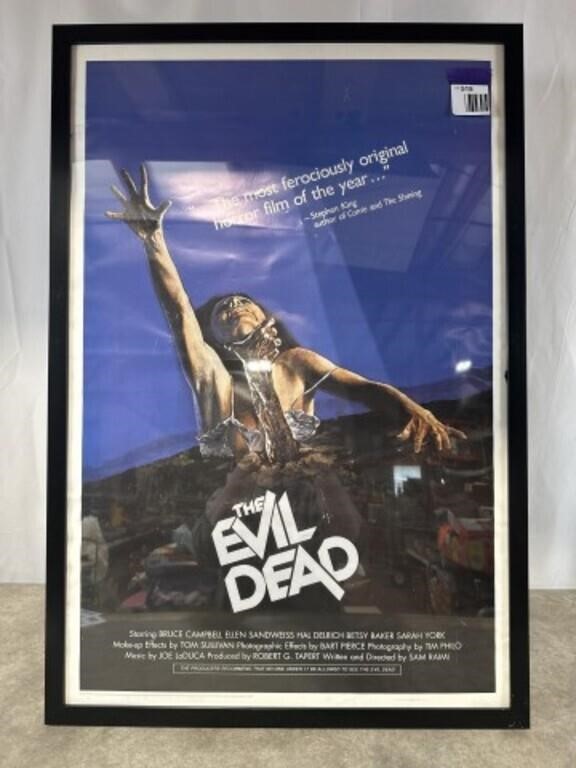 The Evil Dead framed movie poster, appears to be