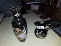 Asian pitcher & vase