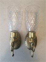 Pair of Brass and Glass Wall Scounces