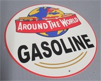 Modern tin gasoline sign. Measures: 7.75" Tall.