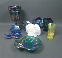 Lot of 9 Contemporary Carnival Glass Novelties