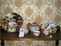 VTG Japanese Tea Pot & Collector Plates