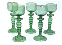 5 19th C Bohemian Moser Glass Goblets
