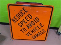 36" Metal REDUCE SPEED VEH DAMAGE Road Sign