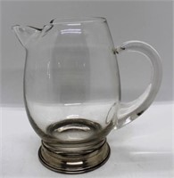 Art Glass Pitcher w/ Sterling Bottom