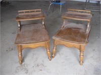 Pair maple step end tables