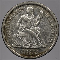 1872-P Seated Liberty Dime 10c Lots of Detail