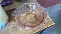 Pink depression glass bowl