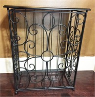 Metal Accent Table/Hamper with Scrolled