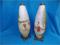 PAIR OF HANDPAINTED LAMPS W/EARLY GOLF SCENE