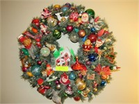 Handcrafted Wreath w/Assorted Vintage Ornaments