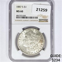 1887-S Morgan Silver Dollar NGC MS60