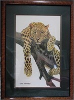 30" x 22" Eric Tenney Leopard In Tree Framed Print