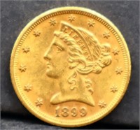 1899 $5 gold coin