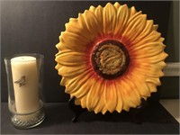 Sunflower platter & Candle