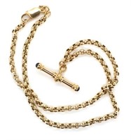 9ct yellow gold belcher chain necklace and t-bar