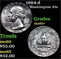 1984-d Washington Quarter 25c Grades GEM+ Unc