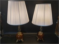 Set of Amber Glass Table Lamps