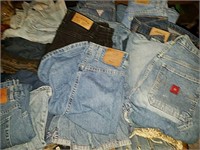 23 pair of assorted blue jean pants, vest,
