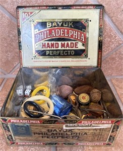 Antique tobacco 10 filled with miscellaneous