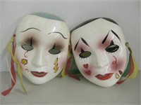 2 Happy / Sad 6" Porcelain Masks