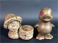 Chalkware Gnome Candle Holder & Duck