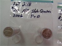 ND 2006 State Quarters P & D 2 $10 Rolls