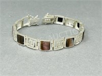 Sterling bracelet w/ stones - 7 1/4" L