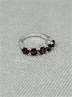 sterling & ruby ring - size 6