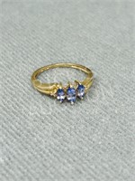 10k gold & sapphire & diamond ring