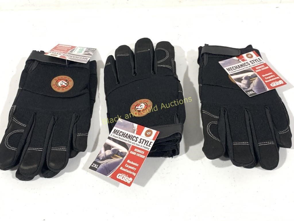 Three Pair New Hot Rod Mechanics Gloves